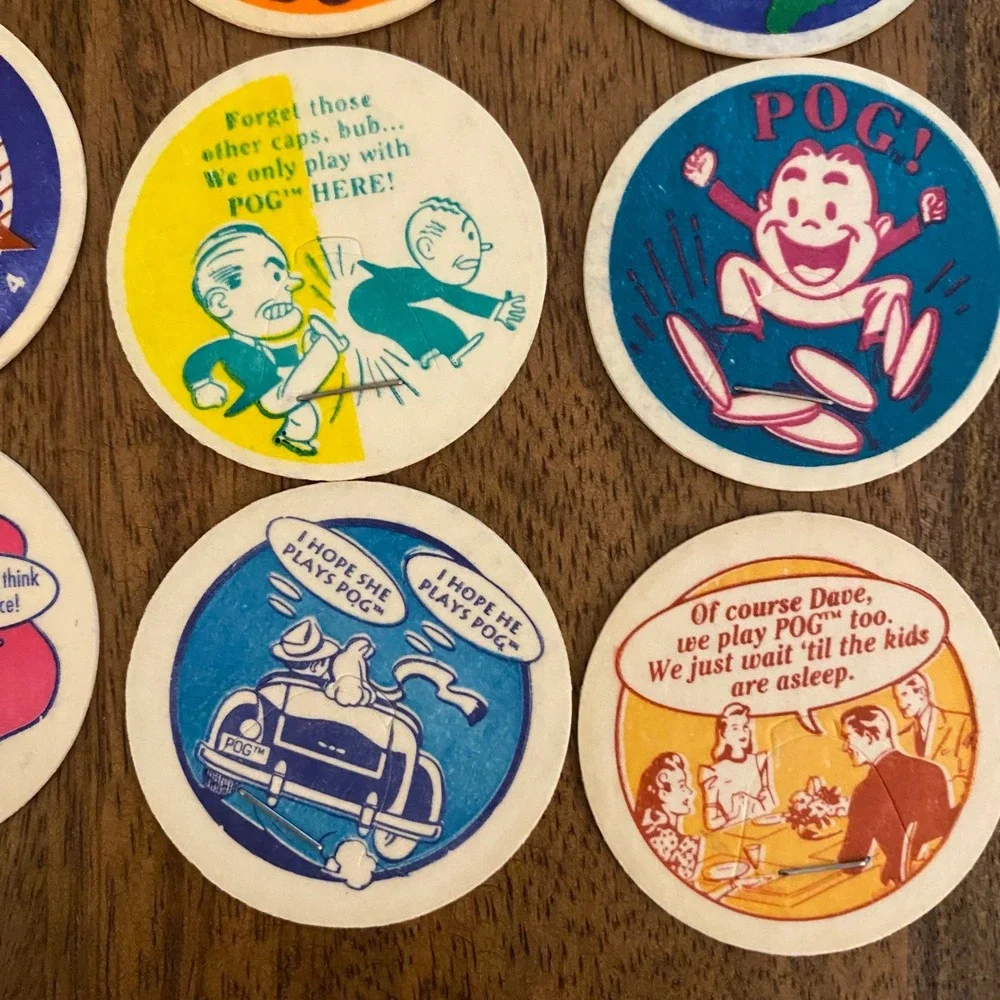 Vintage 90s POGs Lot 30pc World POG Federation Milk Caps Comics Linen Stapled